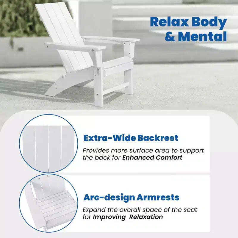 GARPROVM 2 Upgraded Folding HDPE Adirondack Chairs with Side Table Weather-Resistant For Outdoor