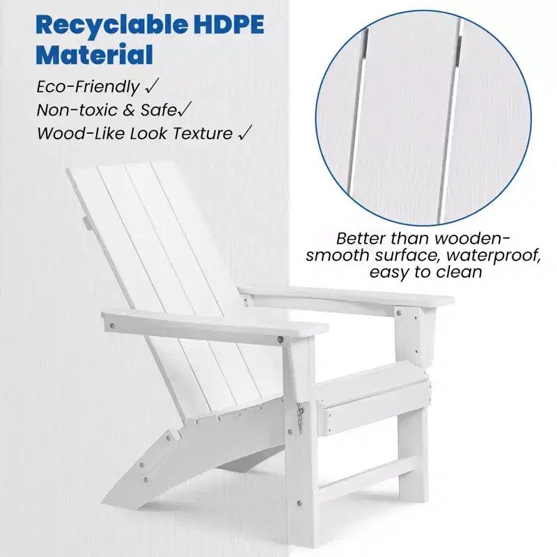 GARPROVM 2 Upgraded Folding HDPE Adirondack Chairs with Side Table Weather-Resistant For Outdoor