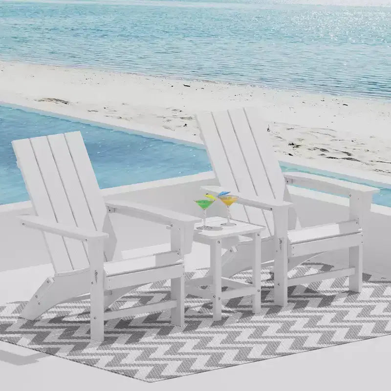 GARPROVM 2 Upgraded Folding HDPE Adirondack Chairs with Side Table Weather-Resistant For Outdoor