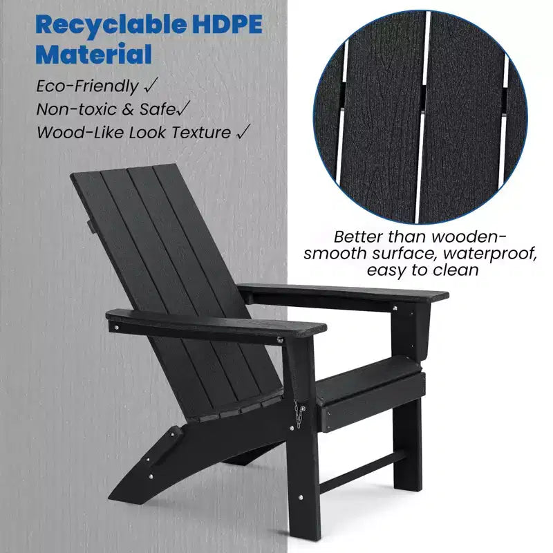 GARPROVM 2 Upgraded Folding HDPE Adirondack Chairs with Side Table Weather-Resistant For Outdoor