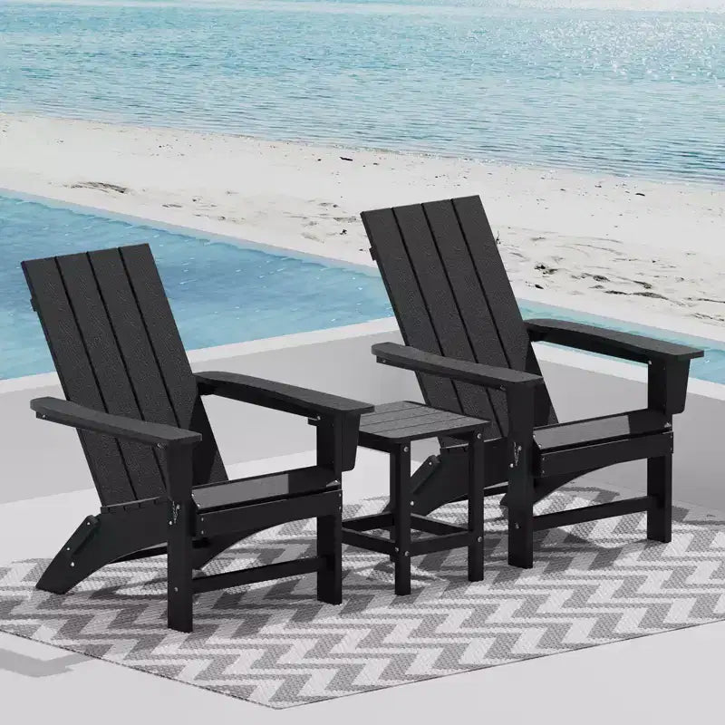 GARPROVM 2 Upgraded Folding HDPE Adirondack Chairs with Side Table Weather-Resistant For Outdoor