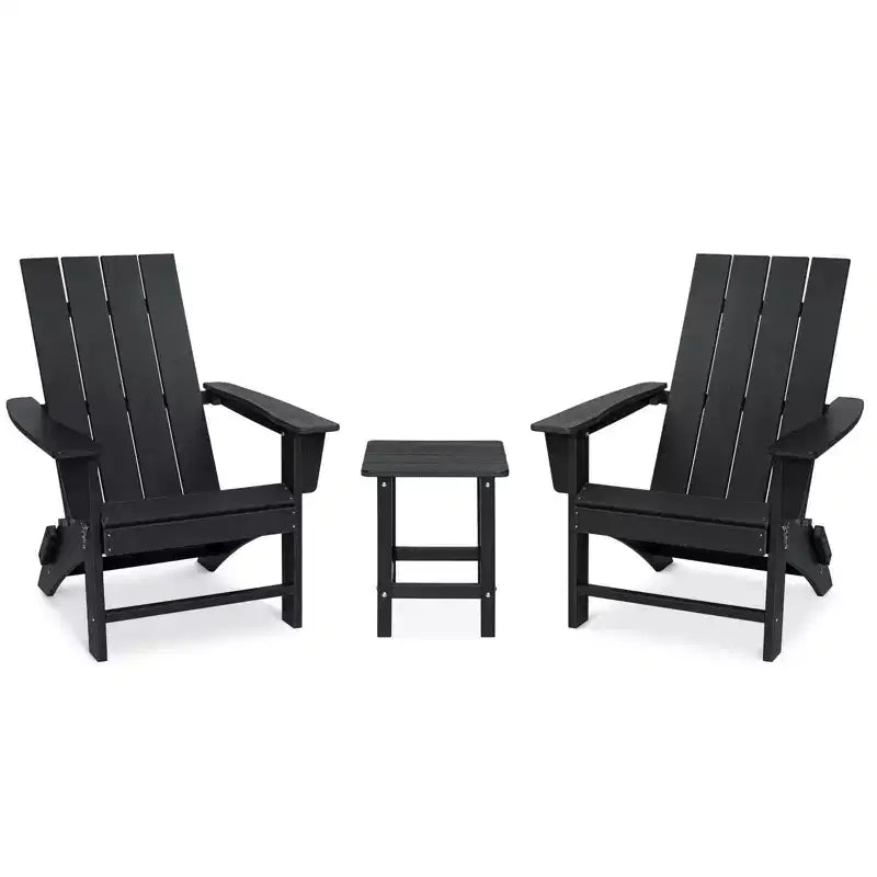 GARPROVM 2 Upgraded Folding HDPE Adirondack Chairs with Side Table Weather-Resistant For Outdoor