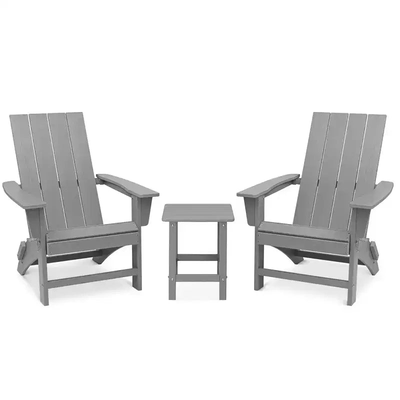 GARPROVM 2 Upgraded Folding HDPE Adirondack Chairs with Side Table Weather-Resistant For Outdoor