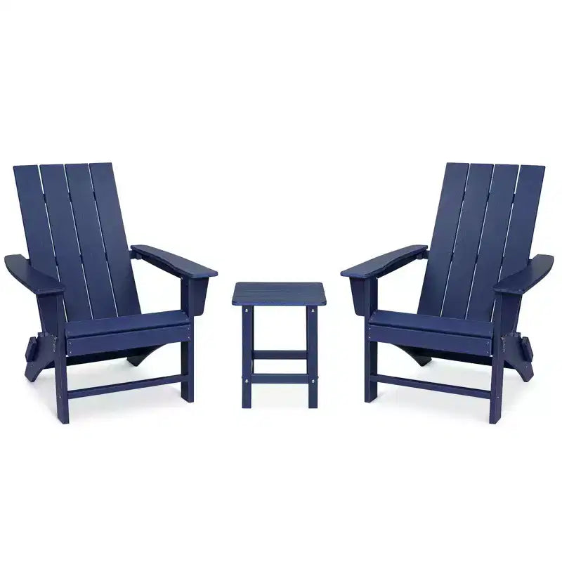 GARPROVM 2 Upgraded Folding HDPE Adirondack Chairs with Side Table Weather-Resistant For Outdoor