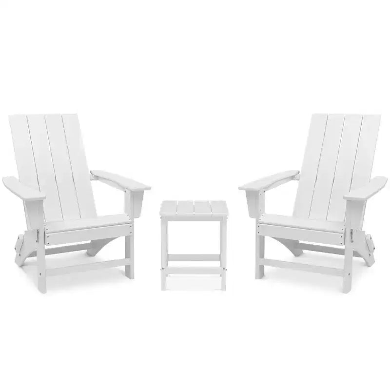 GARPROVM 2 Upgraded Folding HDPE Adirondack Chairs with Side Table Weather-Resistant For Outdoor