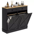 HOMCOM Tilt Out Laundry Hamper Cabinet Bathroom Storage Cabinet with 2 Removable Baskets and 2 Drawers