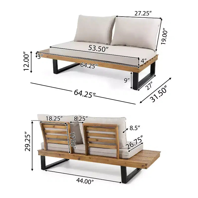 L-shape Outdoor Sectional Sofa Set Patio Leisure Lounge Set Garden Conversation Seating Set with Coffee Table & Water Resistant Cushion - ModernLuxe