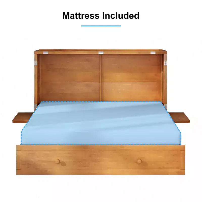 Mjkone Murphy Bed Queen,Cube Cabinet Chest Bed with Charging Station&Storage Space