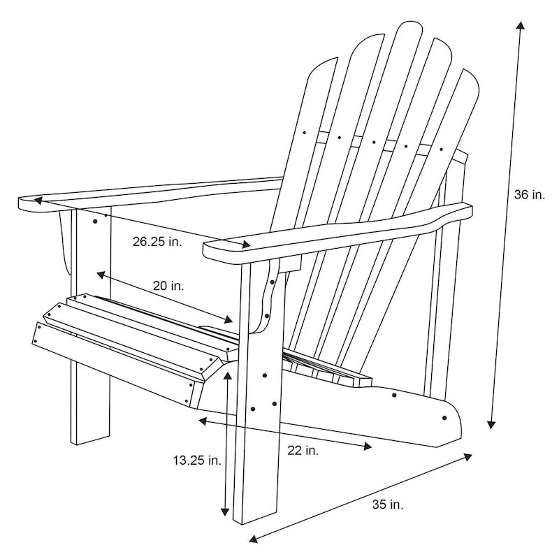 Chaise Adirondack d'extérieur en bois résistant aux intempéries Westport