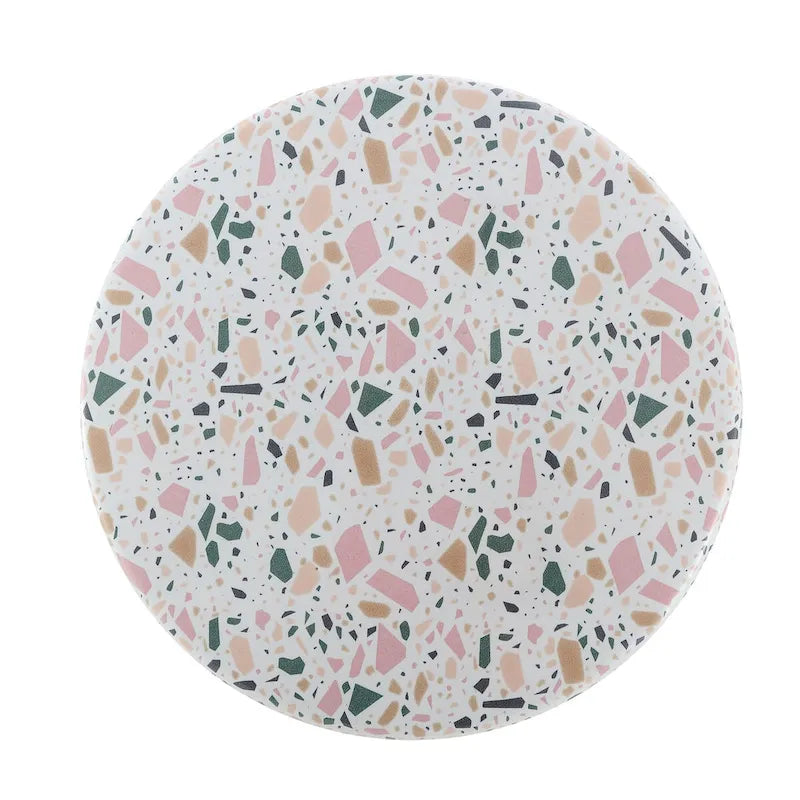 Tabouret de jardin en céramique Terrazzo Lula 17.5, blanc/rose, par JONATHAN Y