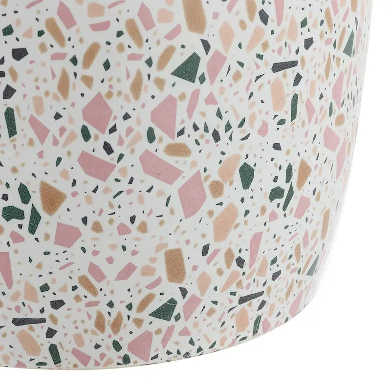 Tabouret de jardin en céramique Terrazzo Lula 17.5, blanc/rose, par JONATHAN Y