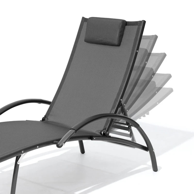 Ensemble de chaises longues pliantes réglables et portables avec table pour l'extérieur