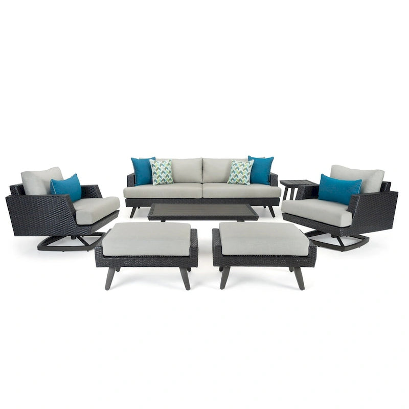 Ensemble de mobilier de jardin Portofino Casual 7 pièces avec sièges pivotants Sunbrella