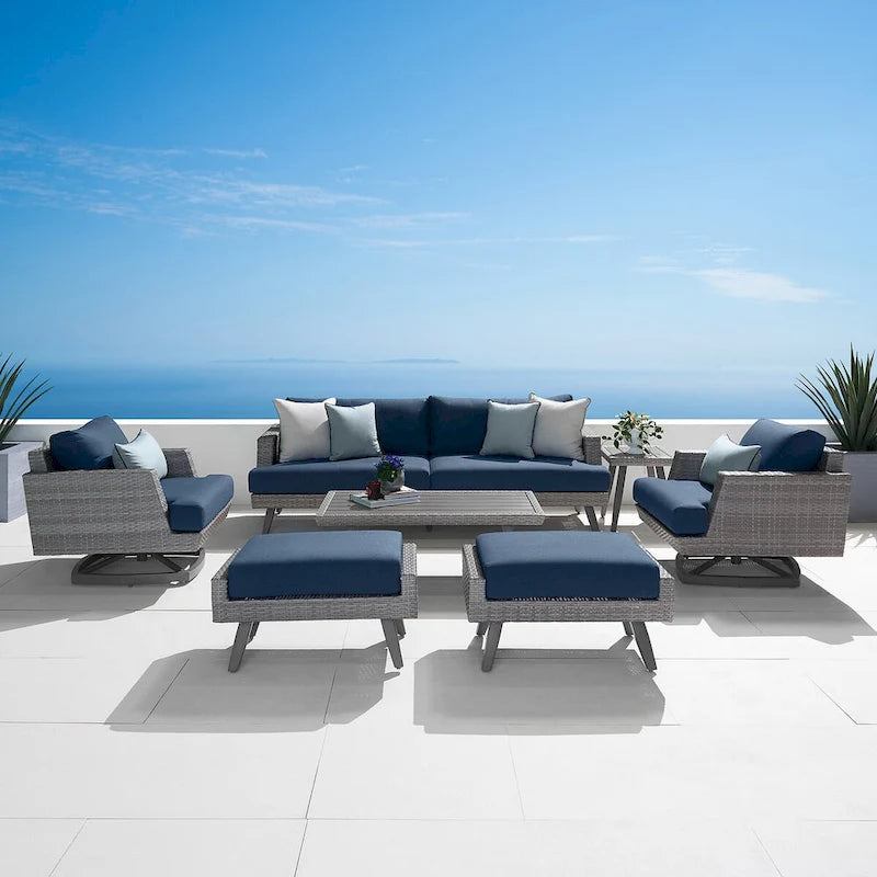 Ensemble de mobilier de jardin Portofino Casual 7 pièces avec sièges pivotants Sunbrella