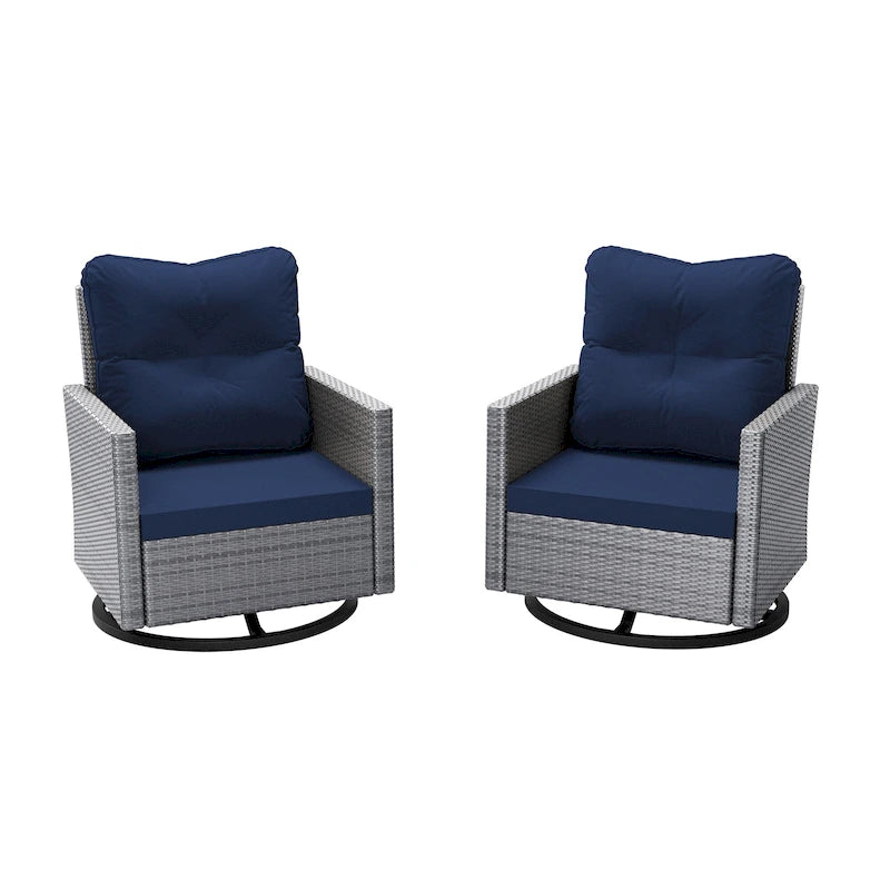 UPHA Outdoor Patio Swivel Rocking Lounge Chair with Cushion, Set of 2