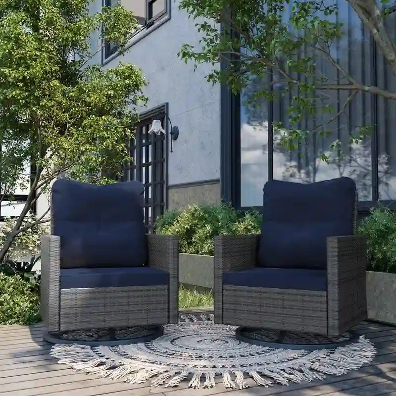 UPHA Outdoor Patio Swivel Rocking Lounge Chair with Cushion, Set of 2