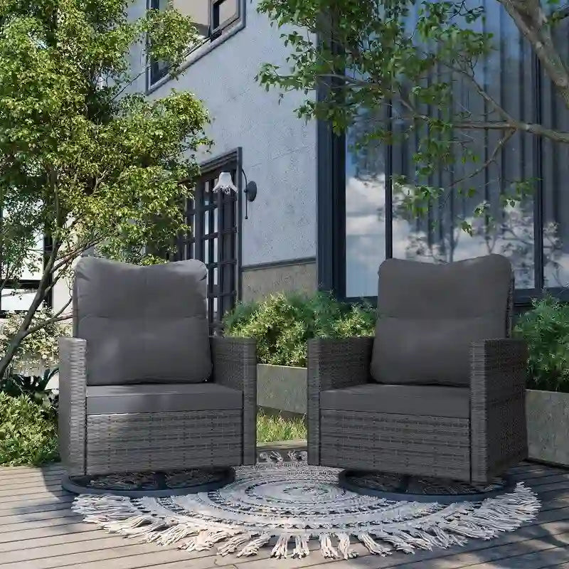 UPHA Outdoor Patio Swivel Rocking Lounge Chair with Cushion, Set of 2