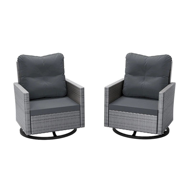 UPHA Outdoor Patio Swivel Rocking Lounge Chair with Cushion, Set of 2