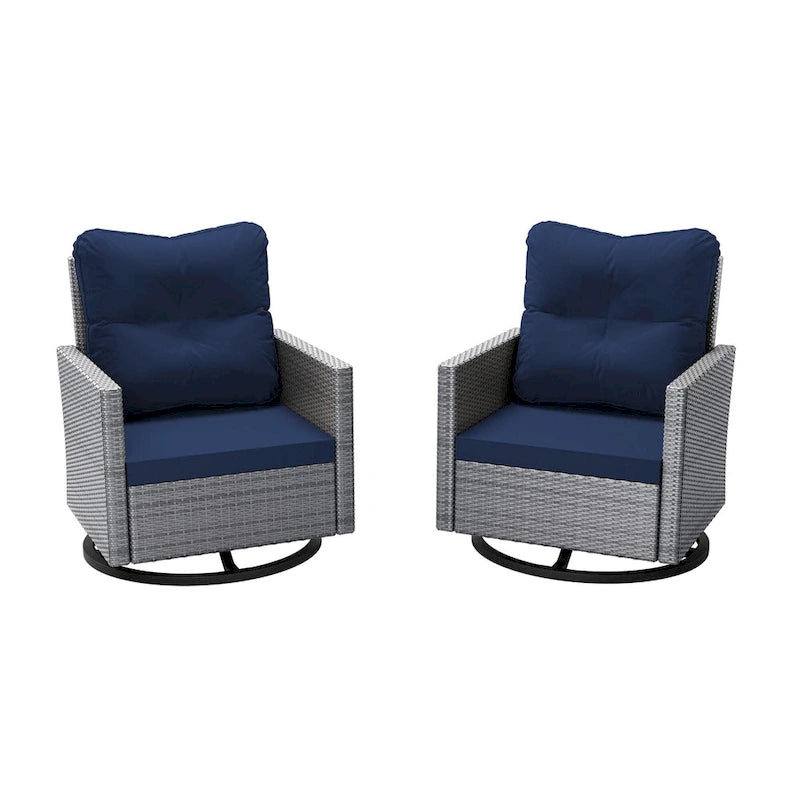 UPHA Outdoor Patio Swivel Rocking Lounge Chair with Cushion, Set of 2