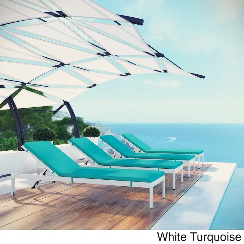 Ensemble de 4 chaises longues d'extérieur en aluminium Shore avec coussins