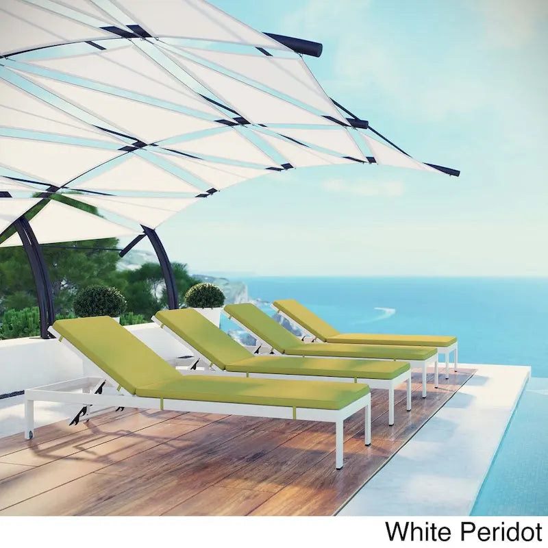 Ensemble de 4 chaises longues d'extérieur en aluminium Shore avec coussins