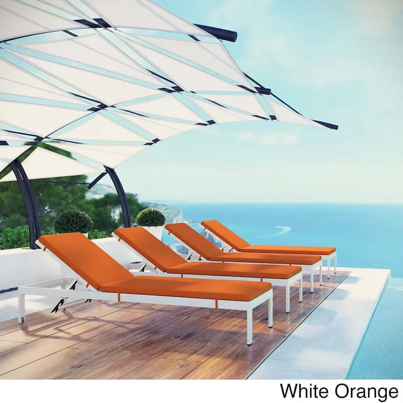 Ensemble de 4 chaises longues d'extérieur en aluminium Shore avec coussins