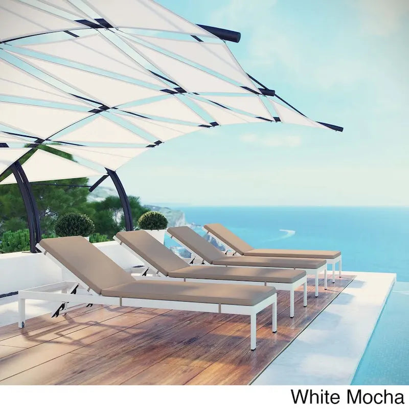 Ensemble de 4 chaises longues d'extérieur en aluminium Shore avec coussins