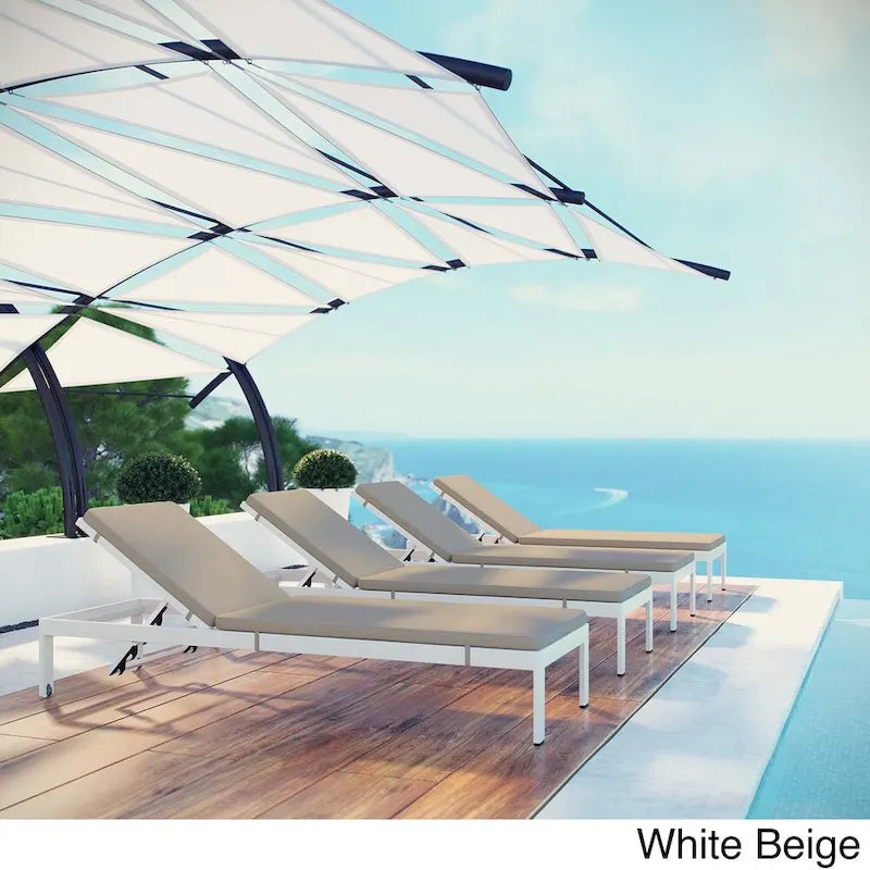 Ensemble de 4 chaises longues d'extérieur en aluminium Shore avec coussins