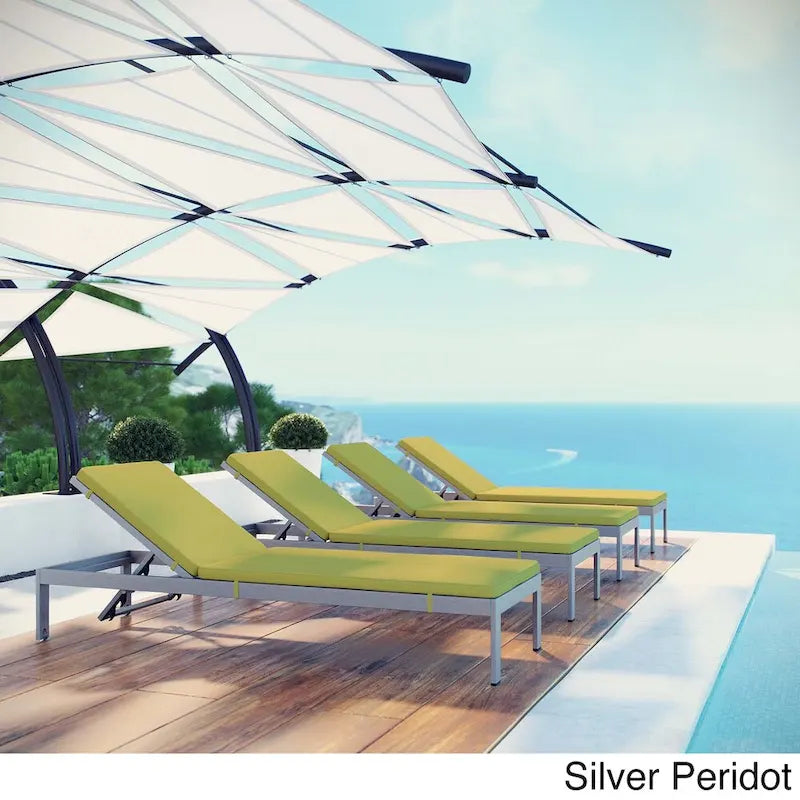 Ensemble de 4 chaises longues d'extérieur en aluminium Shore avec coussins