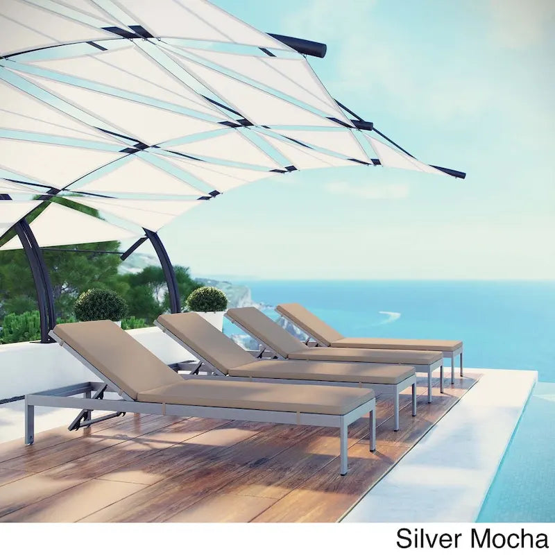 Ensemble de 4 chaises longues d'extérieur en aluminium Shore avec coussins