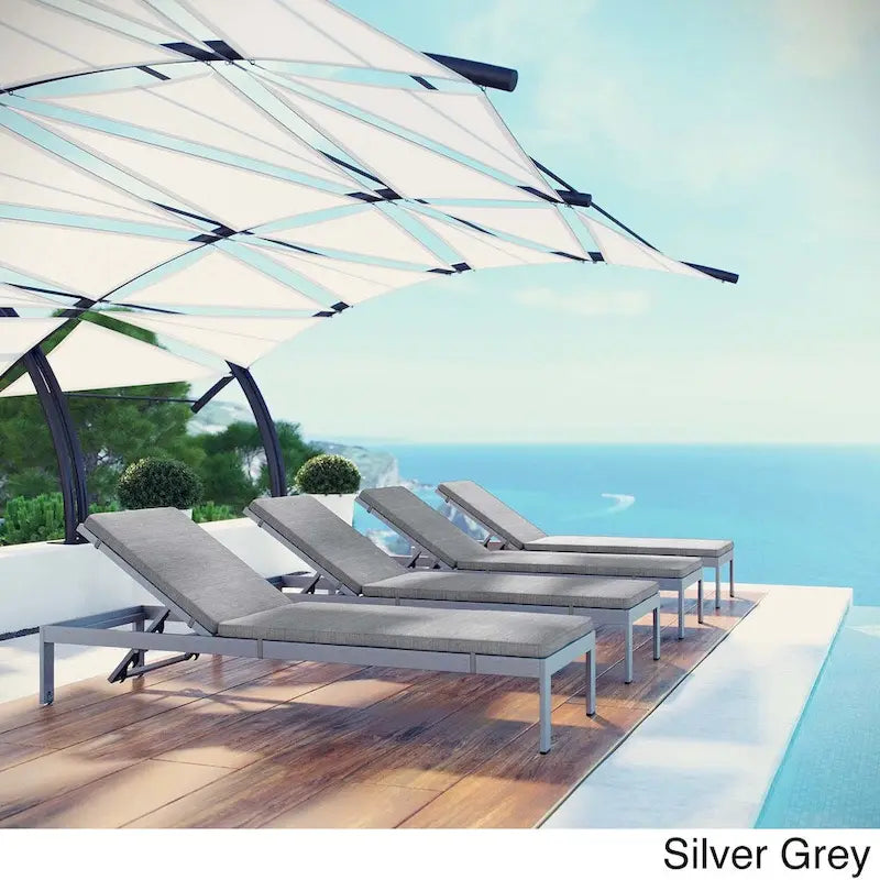 Ensemble de 4 chaises longues d'extérieur en aluminium Shore avec coussins