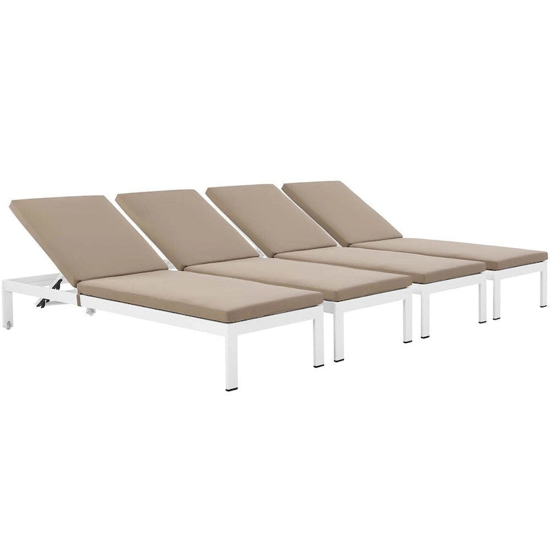 Ensemble de 4 chaises longues d'extérieur en aluminium Shore avec coussins