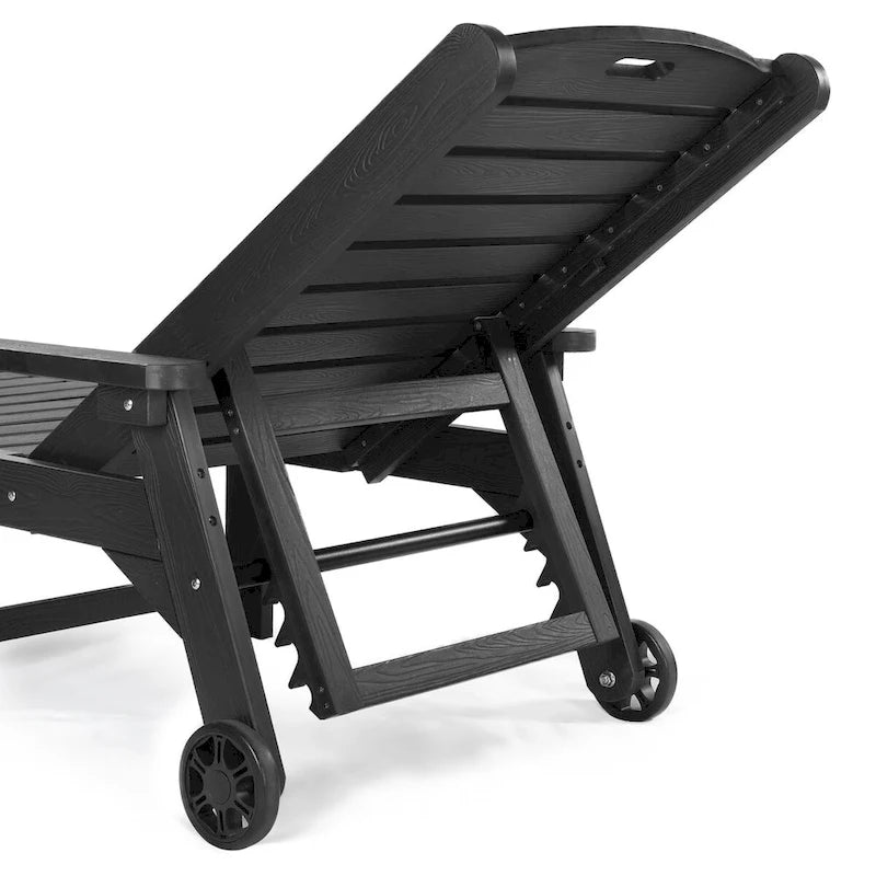 LUE BONA Chaises longues de patio réglables à roulettes avec accoudoirs pour terrasse, jardin ou piscine (Lot de 2)