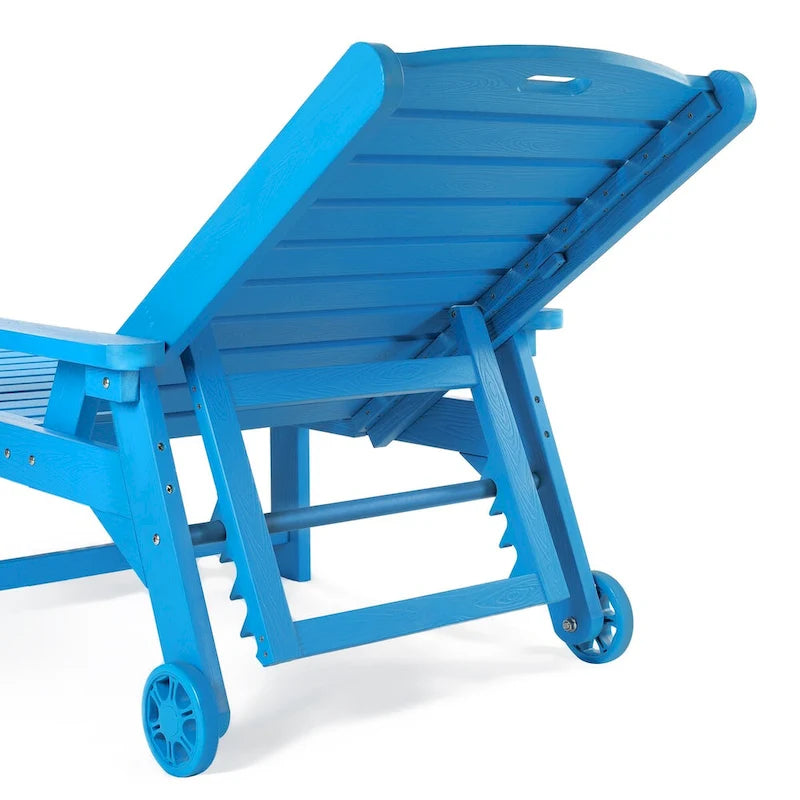 LUE BONA Chaises longues de patio réglables à roulettes avec accoudoirs pour terrasse, jardin ou piscine (Lot de 2)