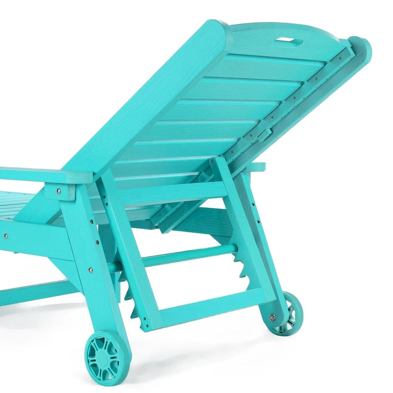 LUE BONA Chaises longues de patio réglables à roulettes avec accoudoirs pour terrasse, jardin ou piscine (Lot de 2)