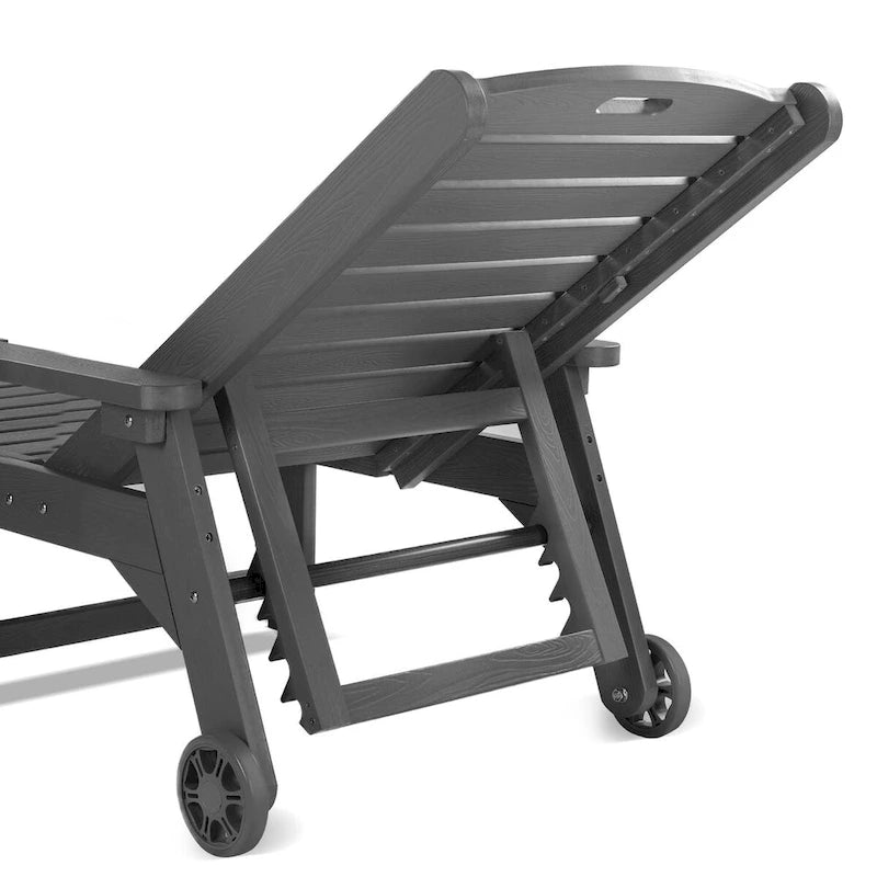 LUE BONA Chaises longues de patio réglables à roulettes avec accoudoirs pour terrasse, jardin ou piscine (Lot de 2)