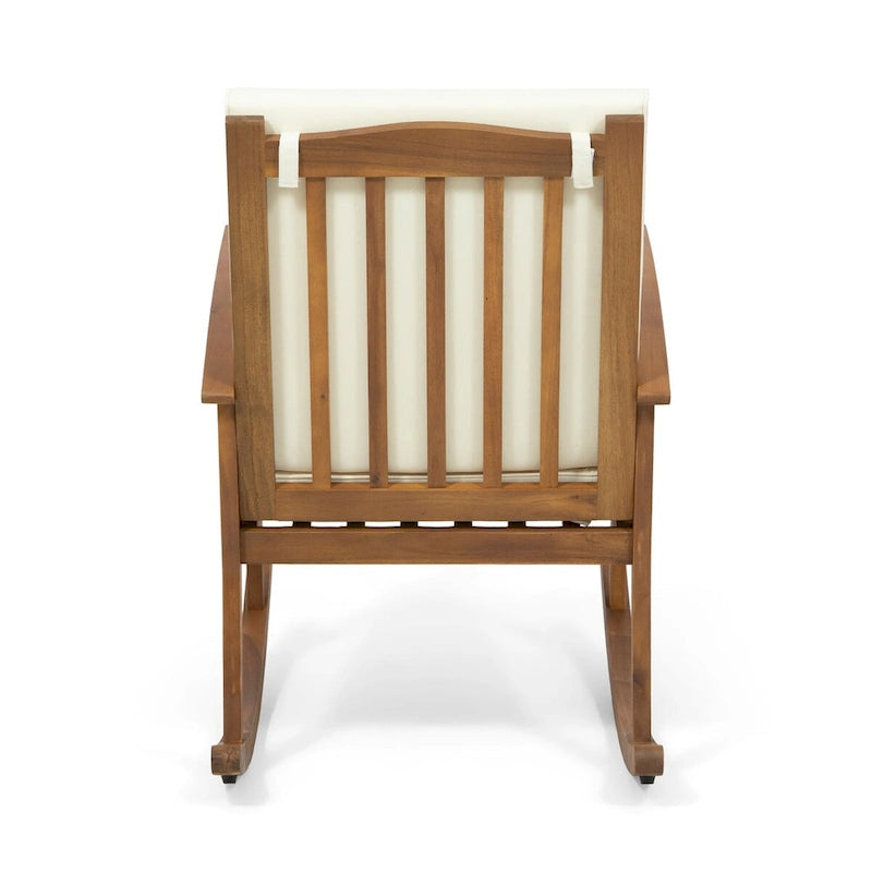 Cusp Barn Acacia Wood Design Resistant Reclining Rocking Chair, Durable Hardwood Heavy Frame With Rocking Feature