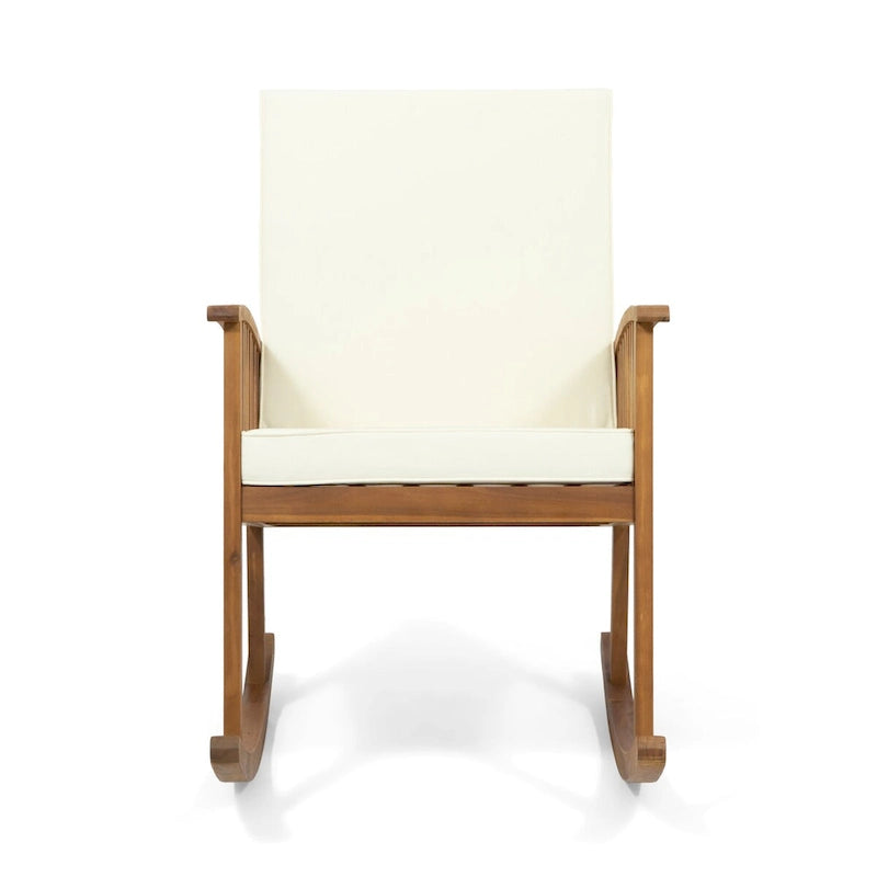 Cusp Barn Acacia Wood Design Resistant Reclining Rocking Chair, Durable Hardwood Heavy Frame With Rocking Feature
