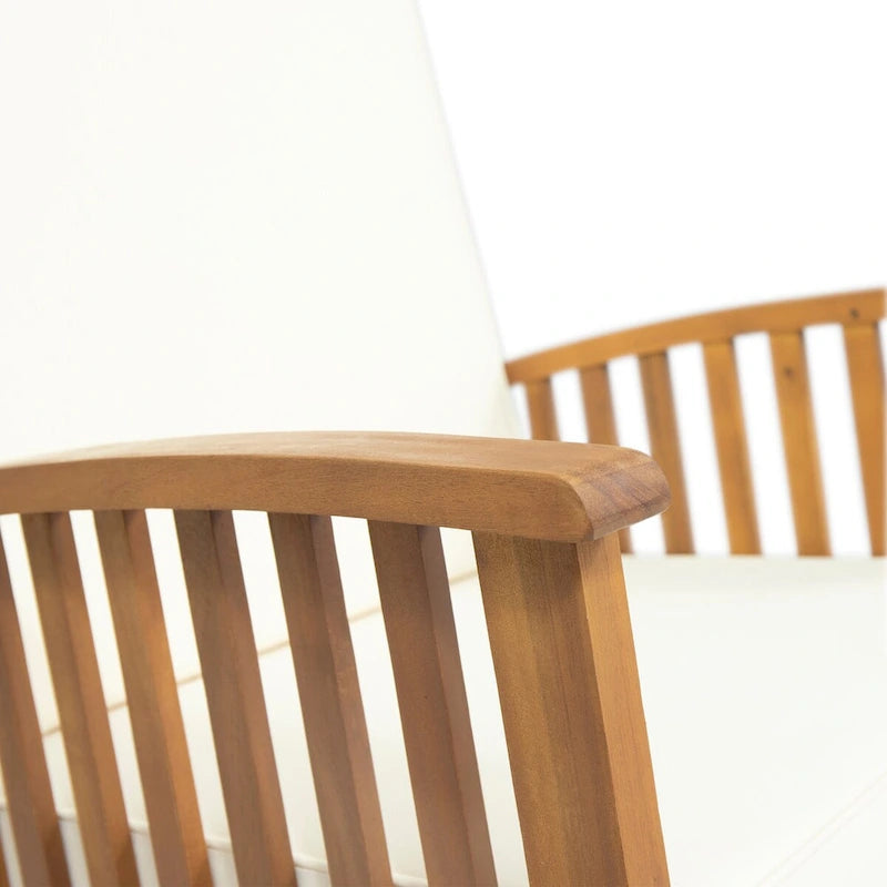 Cusp Barn Acacia Wood Design Resistant Reclining Rocking Chair, Durable Hardwood Heavy Frame With Rocking Feature