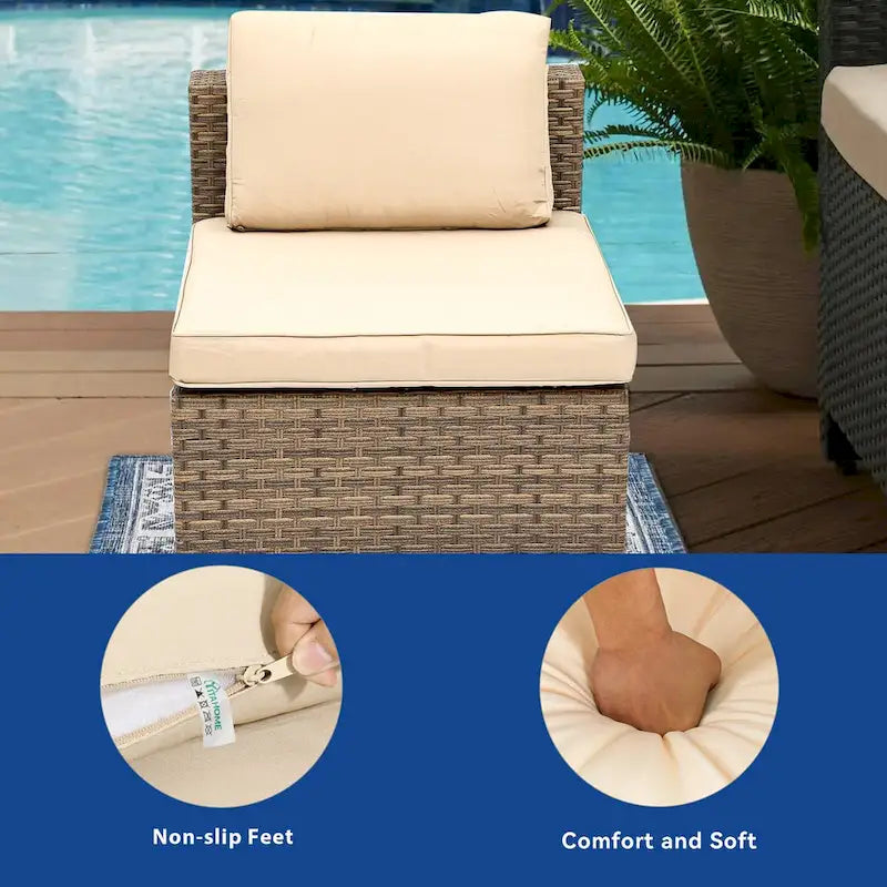 Moasis Ensemble de 6 pièces de mobilier de salon de jardin en osier avec baldaquin rétractable - 7 pièces