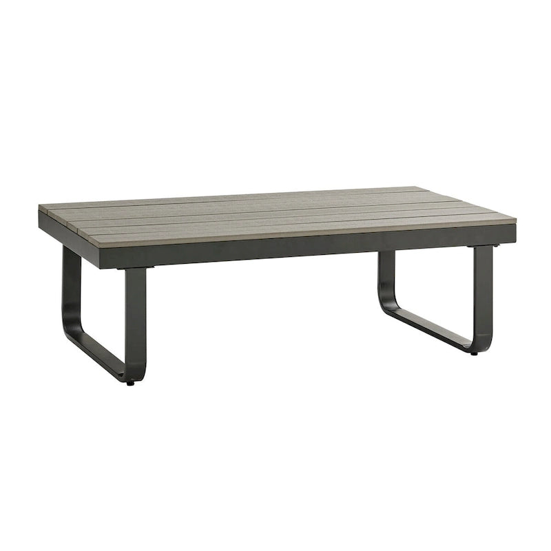 Ensemble de conversation d'extérieur en métal 3 pièces avec coussins gris et table basse Meubles de section à 5 places
