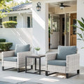 Fauteuils de jardin hauts en osier avec table - Gris clair
