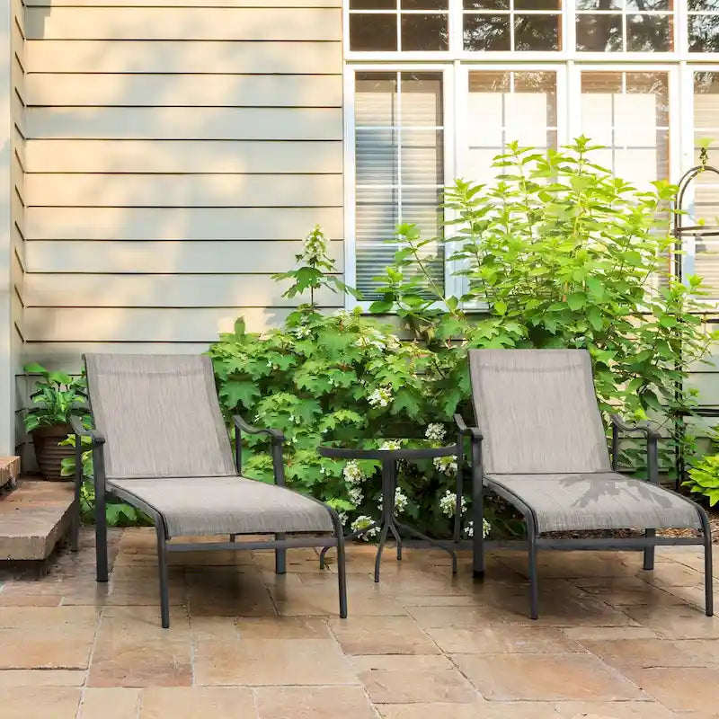 Chaise longue d'extérieur 3 pièces avec table d'appoint