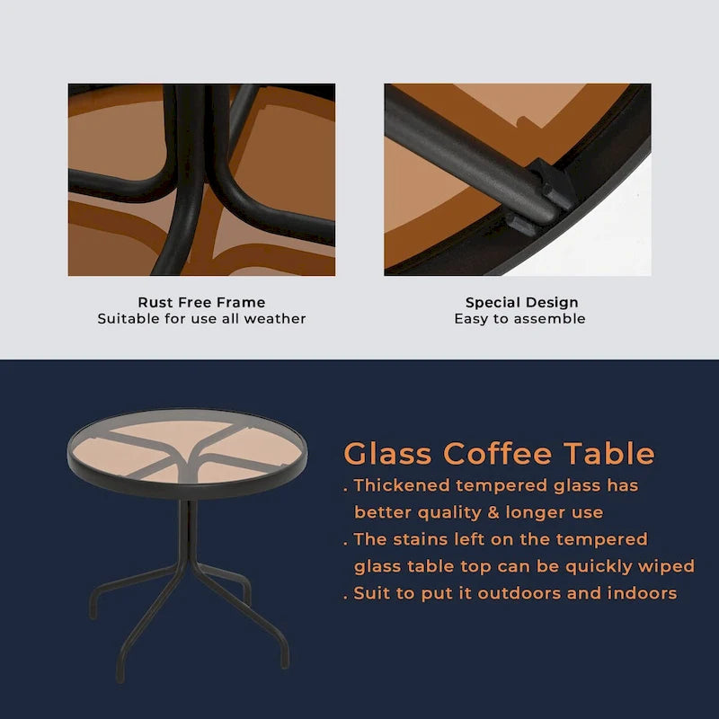 Chaise longue d'extérieur 3 pièces avec table d'appoint