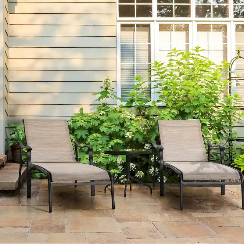 Chaise longue d'extérieur 3 pièces avec table d'appoint