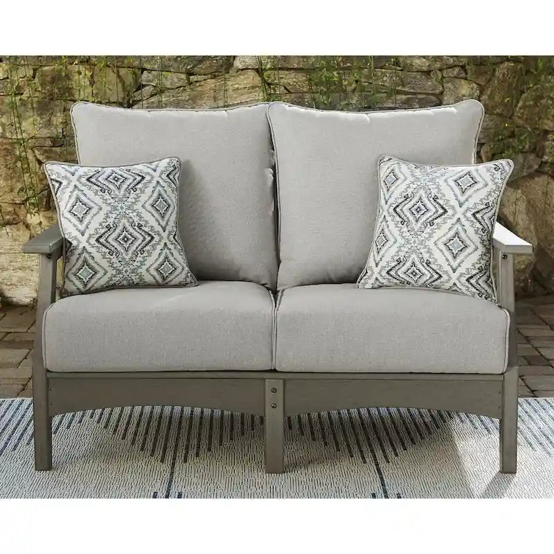 Signature Design by Ashley Visola Gray Outdoor Loveseat and Coffee Table - 54W x 33D x 37H