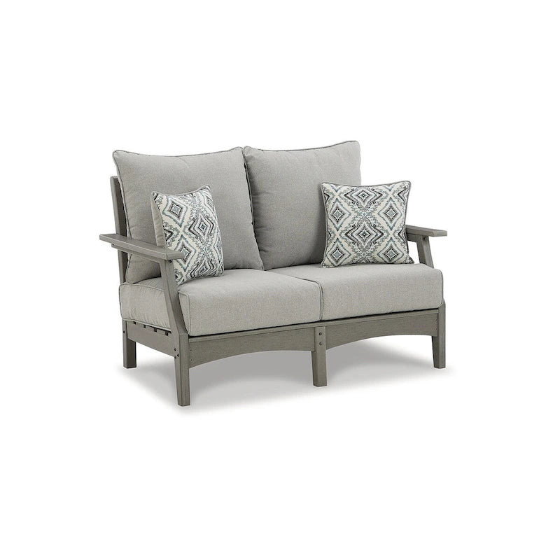 Signature Design by Ashley Visola Gray Outdoor Loveseat and Coffee Table - 54W x 33D x 37H