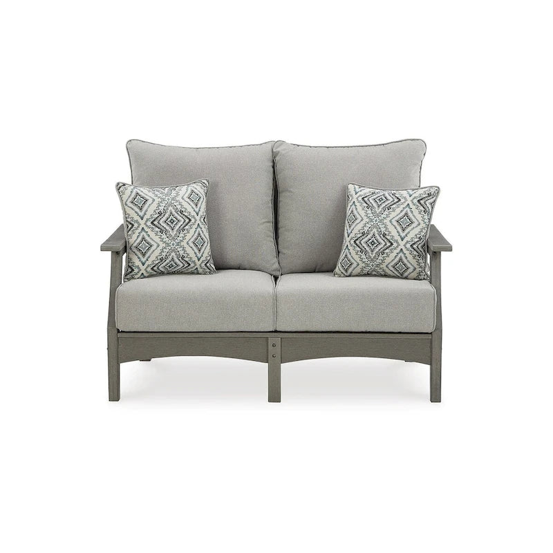 Signature Design by Ashley Visola Gray Outdoor Loveseat and Coffee Table - 54W x 33D x 37H