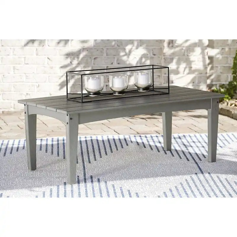 Signature Design by Ashley Visola Gray Outdoor Loveseat and Coffee Table - 54W x 33D x 37H