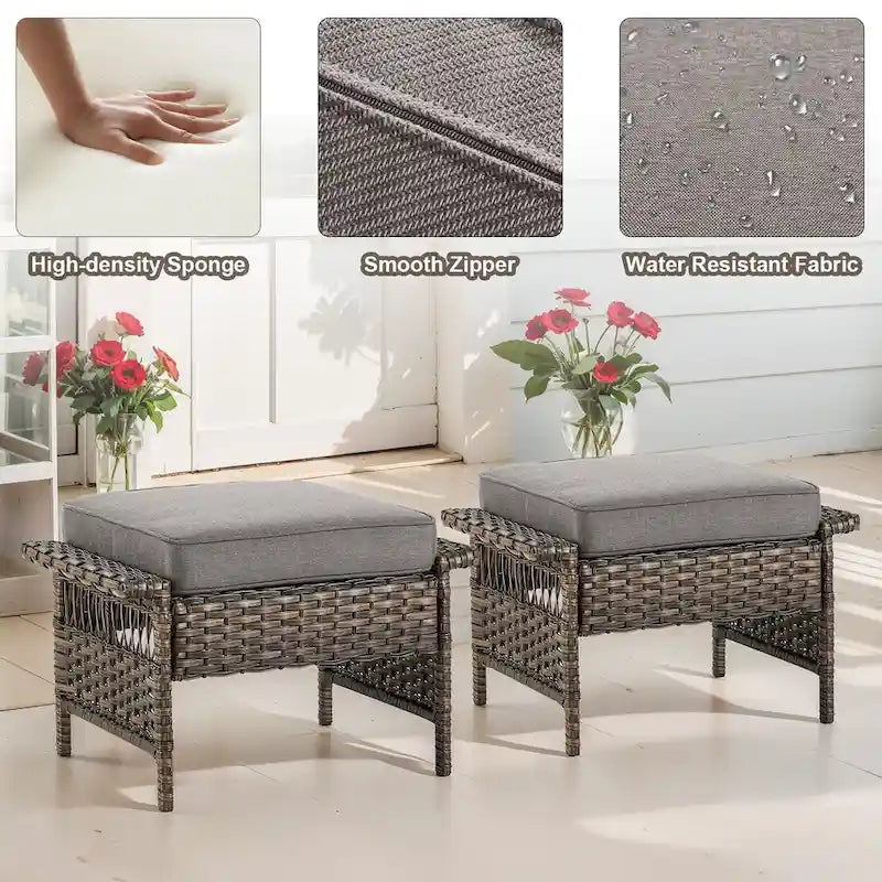 Gymojoy Ensemble bistro d'extérieur 5 pièces chaises pivotantes table repose-pieds - Marron